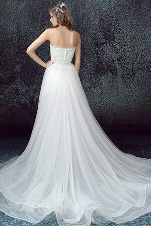 Einzigartig Ärmelloses Bescheidenes Brautkleid mit Bordüre mit Reißverschluss - Bild 3