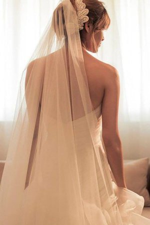 Herz-Ausschnitt Normale Taille Duchesse-Linie Brautkleid mit Perlen ohne Ärmeln - Bild 3