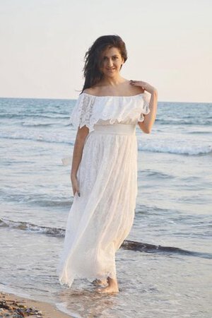 Strand Ärmellos Empire Taille schlichtes Brautkleid mit Schleife mit Gürtel - Bild 3