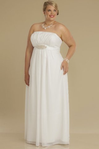 Perlenbesetztes A-Linie Beach Stil Empire Taille prächtiges Brautkleid mit Plissierungen - Bild 2