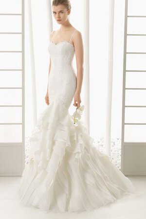 Halle rückenfreies stilvolles besonderes Brautkleid mit mehrschichtigen Rüsche mit Stickerei - Bild 1