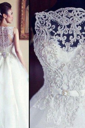 Natürliche Taile Glamourös Bodenlanges Brautkleid aus Spitze mit Knöpfen - Bild 2