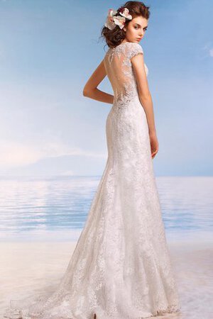 Schaufel-Ausschnitt klassisches normale Taille bodenlanges Brautkleid mit Bordüre mit Applike - Bild 2