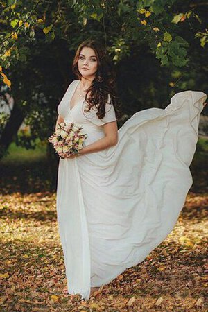 Gerüschtes plissiertes a linie modisches schlichtes Brautkleid aus Chiffon - Bild 1