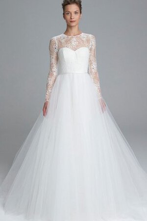 Hoher Kragen Tüll Juwel Ausschnitt A-Line langärmeliges luxus Brautkleid - Bild 1