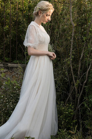 Spitze Fantastisch Anständiges Bodenlanges Brautkleid mit Hohem Kragen - Bild 6