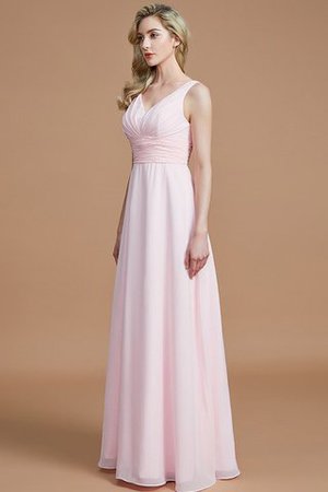 Prinzessin A-Linie Bodenlanges Brautjungfernkleid mit V-Ausschnitt ohne Ärmeln - Bild 3