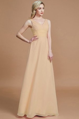 Prinzessin A-Linie Bodenlanges Brautjungfernkleid mit V-Ausschnitt ohne Ärmeln - Bild 17