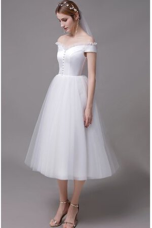 Reißverschluss Fabelhaft A-Line Kurzes Brautkleid mit Knöpfen - Bild 3