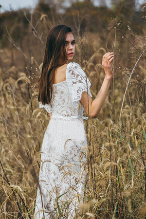 Spitze Zart Natürliche Taile Romantisches Brautkleid mit Reißverschluss - Bild 3