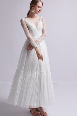 Blendend Klassisches A-Line Sittsames Brautkleid mit Langen Ärmeln - Bild 7