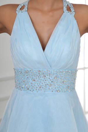 Plissiertes Nackenband luxus Modern Abendkleid mit V-Ausschnitt mit kreuz - Bild 5