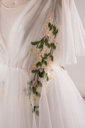 Bateau Natürliche Taile Süß Bodenlanges Brautkleid aus Tüll - Bild 5