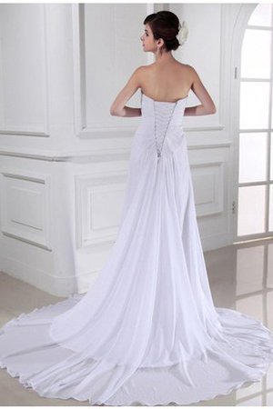 Enganliegendes Empire Taille Drapiertes Brautkleid mit Blume mit Rücken Schnürung - Bild 2