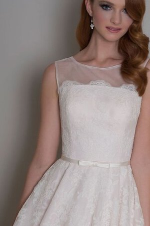 Schaufel-Ausschnitt Ärmellos normale Taille A-Line Brautkleid mit Bordüre aus Spitze - Bild 3