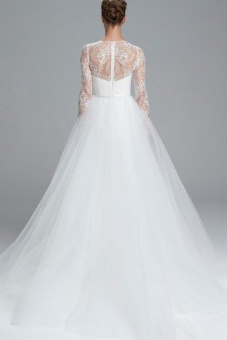 Hoher Kragen Tüll Juwel Ausschnitt A-Line langärmeliges luxus Brautkleid - Bild 2