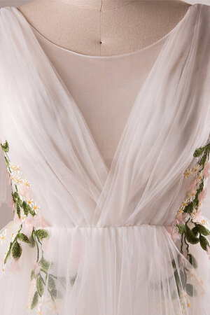 Bateau Natürliche Taile Süß Bodenlanges Brautkleid aus Tüll - Bild 4