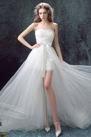 Einzigartig Ärmelloses Bescheidenes Brautkleid mit Bordüre mit Reißverschluss - Bild 1