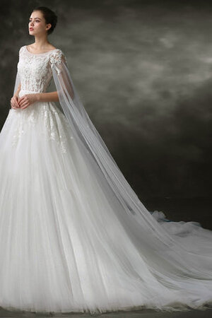 Reißverschluss Leuchtenden Bodenlanges Elegantes Brautkleid mit Kapelle Schleppe - Bild 4