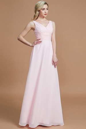 Prinzessin A-Linie Bodenlanges Brautjungfernkleid mit V-Ausschnitt ohne Ärmeln - Bild 27