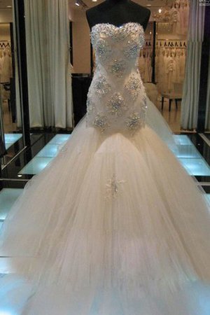 Ärmelloses Meerjungfrau Stil Tüll Extravagantes Brautkleid mit Natürlicher Taille - Bild 1