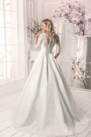 Halbe Ärmeln gekerbter Ausschnitt Spitze Elegantes Brautkleid mit Bordüre mit Knöpfen - Bild 4