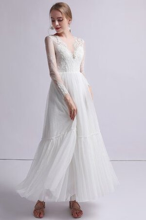 Blendend Klassisches A-Line Sittsames Brautkleid mit Langen Ärmeln - Bild 4