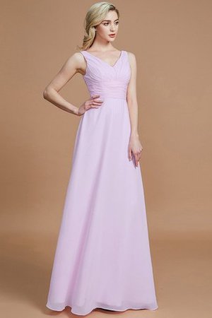 Prinzessin A-Linie Bodenlanges Brautjungfernkleid mit V-Ausschnitt ohne Ärmeln - Bild 24