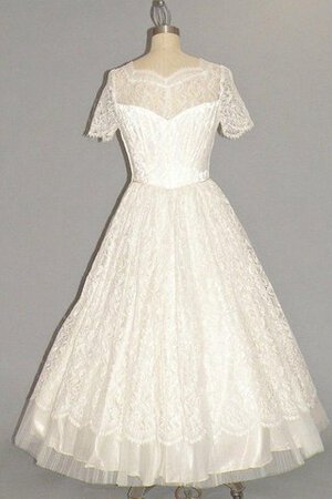 Gesticktes Reißverschluss A-Linie knöchellanges Brautkleid mit Bordüre mit Juwel Ausschnitt - Bild 4