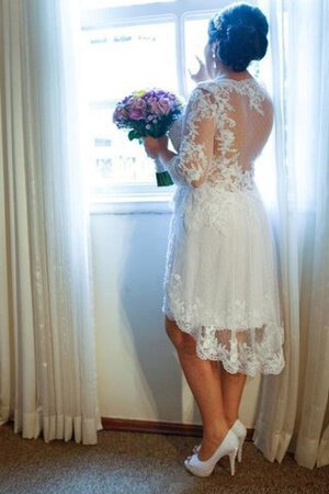 V-Ausschnitt Spitze Reißverschluss Ärmellos informelles romantisches Brautkleid - Bild 4