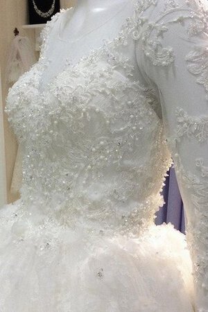 Lange Ärmeln Kathedral Schleppe luxus romantisches Brautkleid mit Applike mit Bordüre - Bild 5