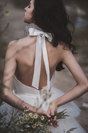 Leuchtenden Reißverschluss Romantisches Wadenlanges Brautkleid mit Schmetterlingsknoten - Bild 5