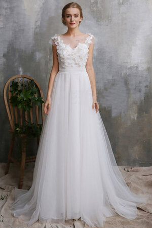 Einzigartig A-Line Romantisches Brautkleid mit Blume mit Reißverschluss - Bild 2