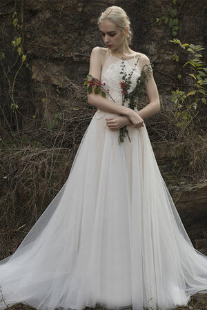 Exquisit Pompöse Schlichtes Brautkleid ohne Ärmeln mit Blume - Bild 1