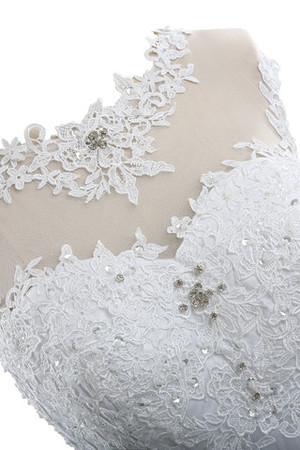 Robe de mariée officiel de col en cœur de traîne courte avec manche courte versicolor - Photo 3