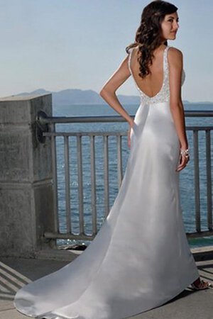 Seeküste V-Ausschnitt Satin Ärmellos romantisches luxus Brautkleid - Bild 2