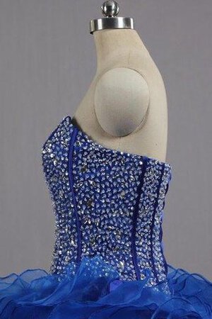 Ärmelloses normale Taille Organza Perlenbesetztes langes Quinceanera Kleid mit Bordüre - Bild 5