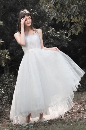 Schön Tüll Satin Romantisches Brautkleid mit Rücken Schnürung - Bild 4