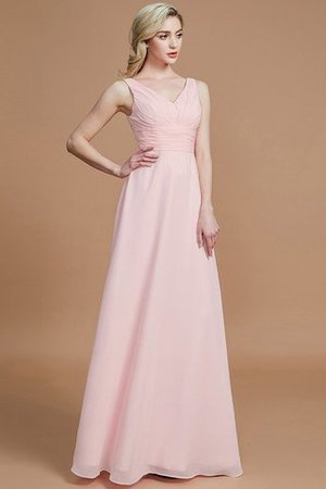 Prinzessin A-Linie Bodenlanges Brautjungfernkleid mit V-Ausschnitt ohne Ärmeln - Bild 26