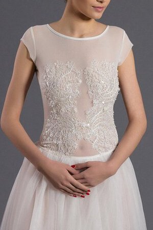 Perlenbesetztes A-Linie bodenlanges Brautkleid aus Tüll mit gekappten Ärmeln - Bild 4