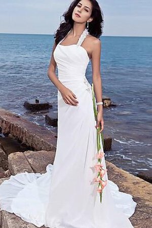 Etui Beach Stil natürliche Taile Brautkleid mit Perlen ohne Ärmeln - Bild 5