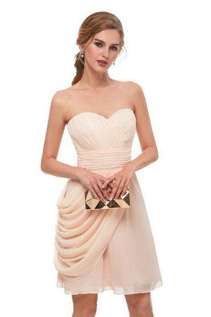 Natürliche Taile Wunderbar Mini Brautjungfernkleid aus Chiffon mit Offenen Rücken - Bild 5