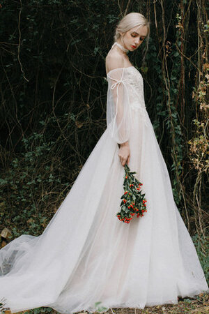 Robe de mariée avec zip avec perle fascinant longue femme branché - Photo 2
