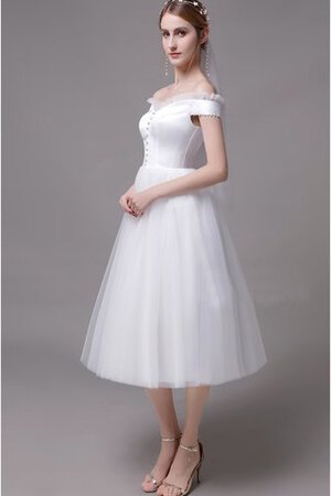Reißverschluss Fabelhaft A-Line Kurzes Brautkleid mit Knöpfen - Bild 4
