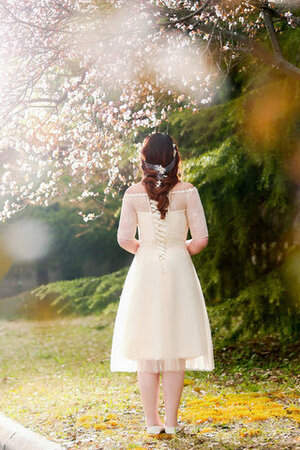 Garten Auffällig Satin Brautkleid aus Tüll mit Rücken Schnürung - Bild 2