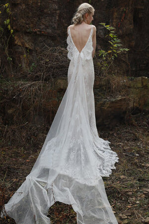 Halle Gewinnend V-Ausschnitt Brautkleid mit Bordüre mit Offenen Rücken - Bild 2