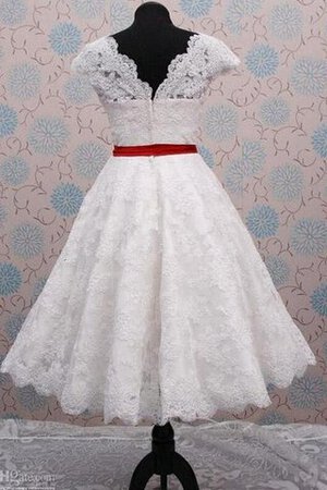 Robe de mariée plissage ligne a de col en v ceinture en étoffe avec zip - Photo 2
