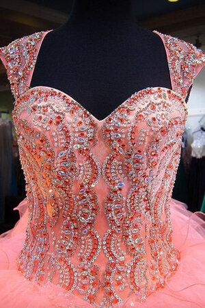 Perlenbesetztes Glamourös Festliches Quinceanera Kleid aus Satin mit Herz-Ausschnitt - Bild 3