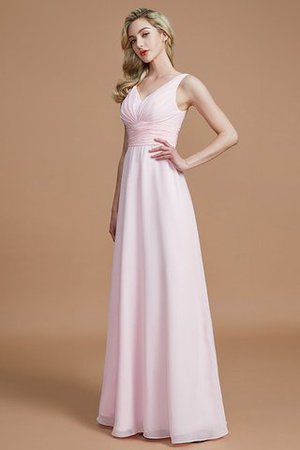 Prinzessin A-Linie Bodenlanges Brautjungfernkleid mit V-Ausschnitt ohne Ärmeln - Bild 4