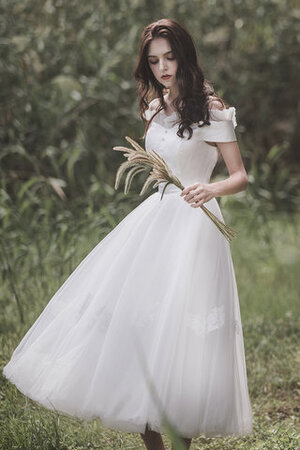 Ehrenvoll Reißverschluss Romantisches Brautkleid aus Tüll mit Applike - Bild 2